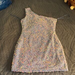 Elvi One-Shoulder Sequin Dress - Multicolor